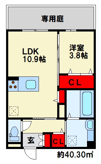 フース　コーシェリ 103号室 間取り