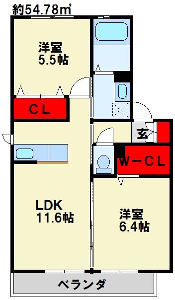 リスクール公園前　A棟 202号室 間取り