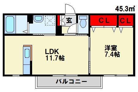 センテナリオ葛原C棟 202号室 間取り