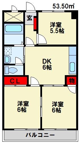 ライフモア本城 A棟 202号室 間取り