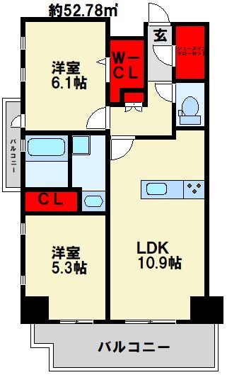 サンレリウス小倉駅南 801号室 間取り