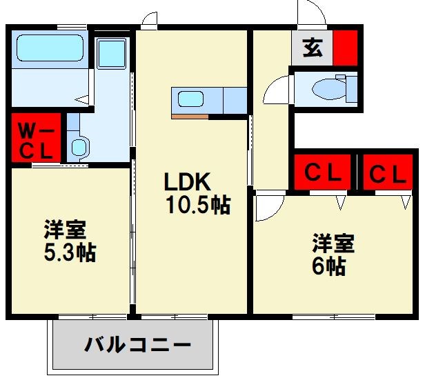 フェアリーコートASOHⅡ 103号室 間取り