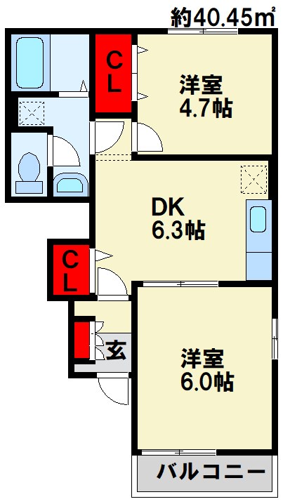 ヴィラージュ波風　B棟 103号室 間取り
