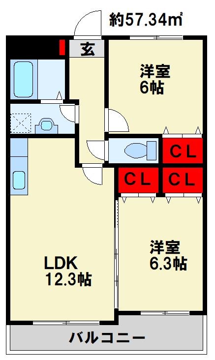 三島マンションⅠ 405号室 間取り