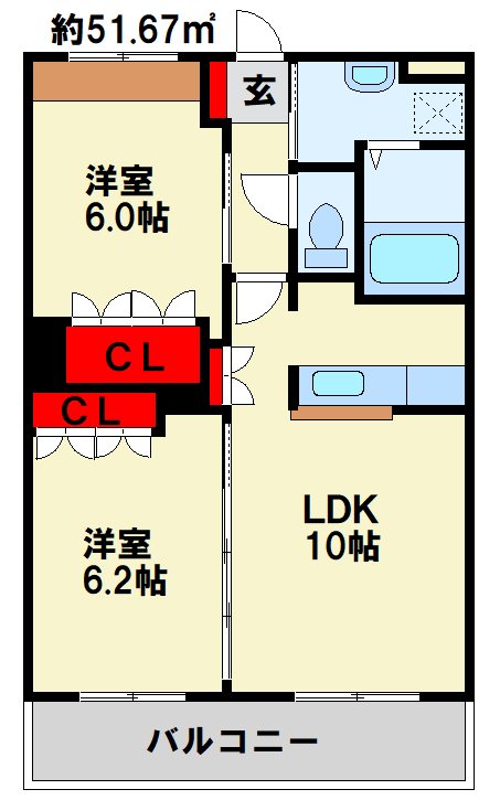 グラシアス 201号室 間取り