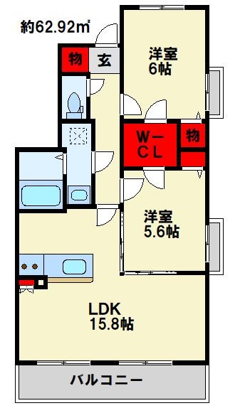 ドエルコート鴨生田 201号室 間取り