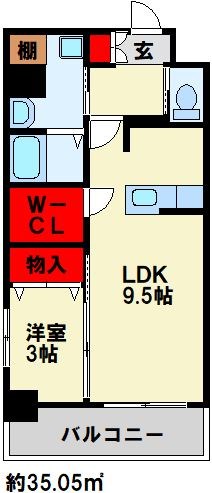City Court 折尾 201号室 間取り