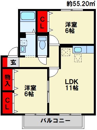 セジュール学園台 203号室 間取り
