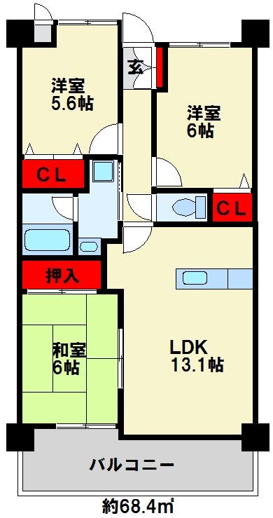珪州館Ⅱ 407号室 間取り