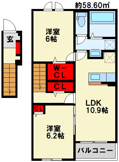 アクアプラ　Ⅰ 202号室 間取り
