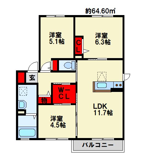 グリーンタウン　E棟 間取り図