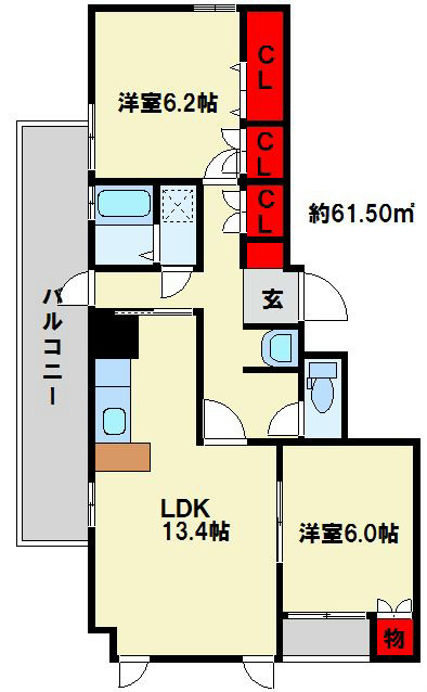 エイチエヌ石坪 203号室 間取り
