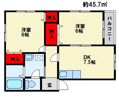ウエストヒルズ21 102号室 間取り