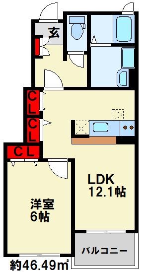 ヴィラ・弥生桜　D棟 間取り図