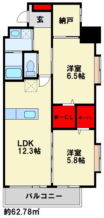 ギャラン中央  801号室 間取り