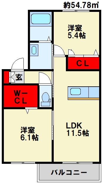 サンアベニュー葛原Ⅱ 202号室 間取り