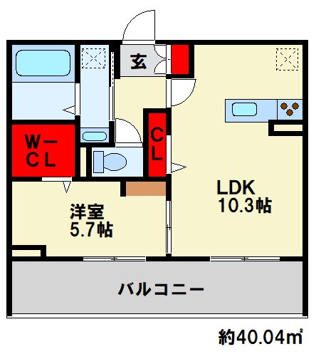 D-roomグランヴィア行事 302号室 間取り