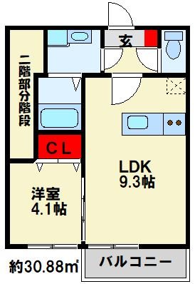 カローレ岡垣Ⅱ 102号室 間取り