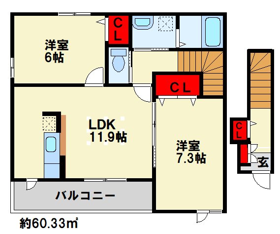 グレイスE　Ⅰ 203号室 間取り