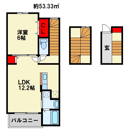 サンデリアーナⅢ　A棟  301号室 間取り