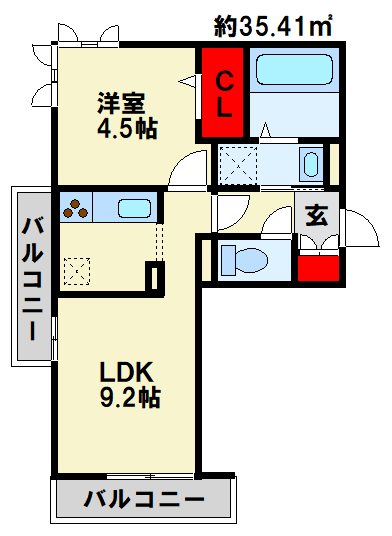 D-room城野 207号室 間取り