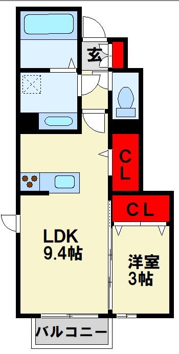 K&T 103号室 間取り