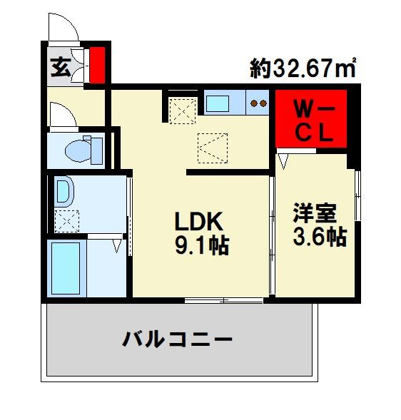 トレス城野貮番館 102号室 間取り