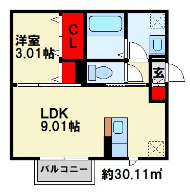 ハイヒルズ城野 206号室 間取り