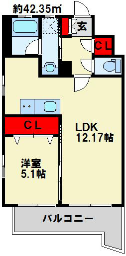 CREWS.ROI Tenjin 601号室 間取り