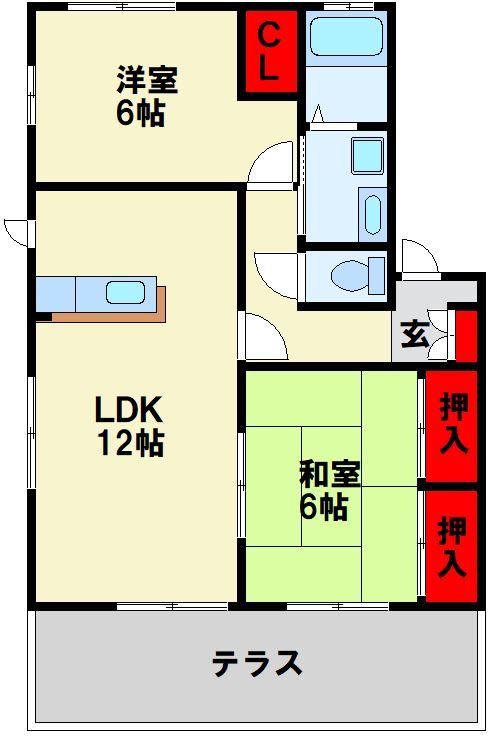 アネシス井堀B棟 202号室 間取り