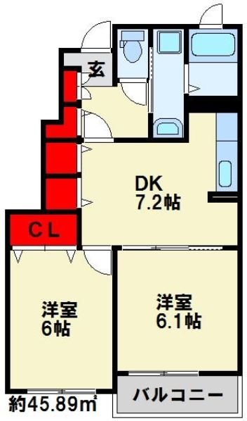 フェリオ　C棟 102号室 間取り