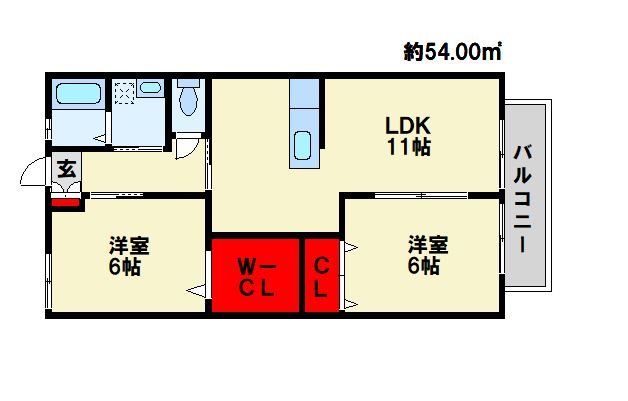 エクセルハイム B棟 203号室 間取り