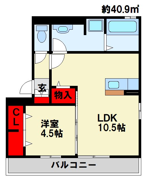 エスポワール祇園Ｂ棟 201号室 間取り