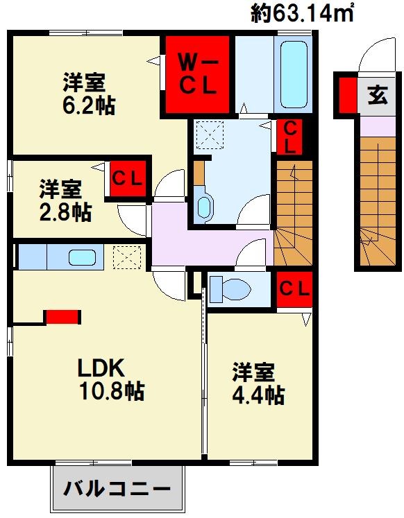 カルドーK＆K B棟 202号室 間取り