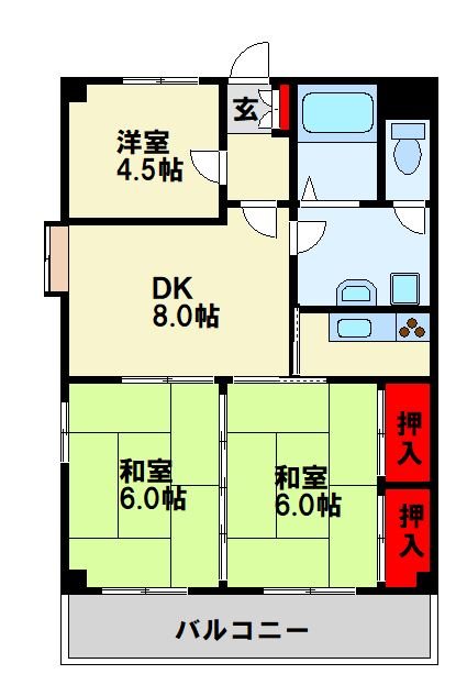 クレベール千防 206号室 間取り