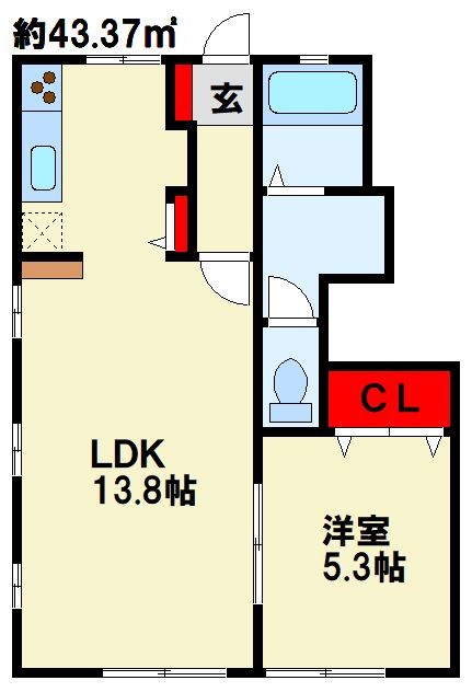 ルネス若園 A棟 間取り図