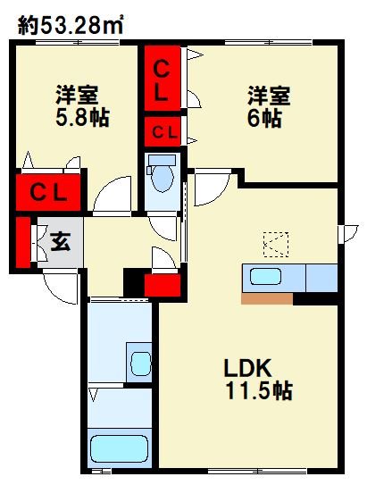 ヴィラシャーメゾン行橋　クアルト 間取り図