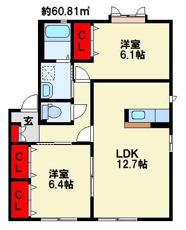 エティンセラー21　Ｃ棟 101号室 間取り
