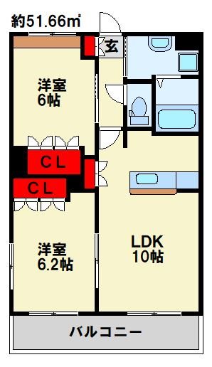 サザン・クロス 208号室 間取り