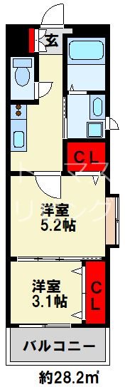 ギャラン竪町Neo 1830号室 間取り