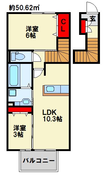 オリザ弥生 205号室 間取り