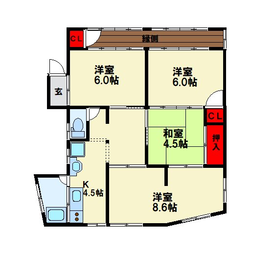 八幡東区日の出町　戸建て 間取り図