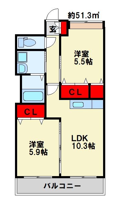 Rising Sun  105号室 間取り