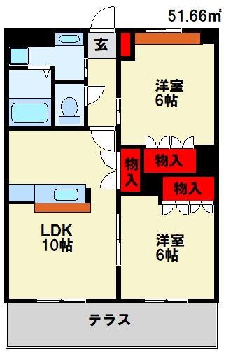 サンベルジュ 203号室 間取り