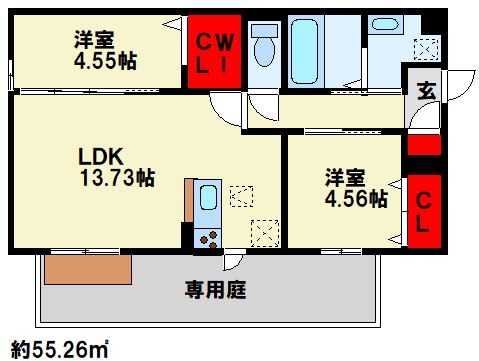 Polonia Wakamatsu　A棟 101号室 間取り