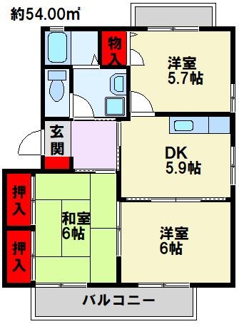 ガーデンシティ御牧 Ｄ棟  202号室 間取り