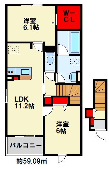 ヴィラルーチェ　C棟 202号室 間取り