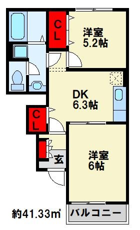ボヌール美夜古泉　Ｂ棟 間取り図