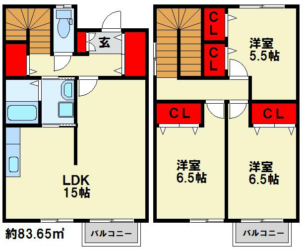 ユニフレックス中間 B棟 間取り図