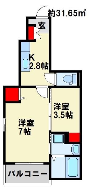 フレッシュリー　A棟 102号室 間取り